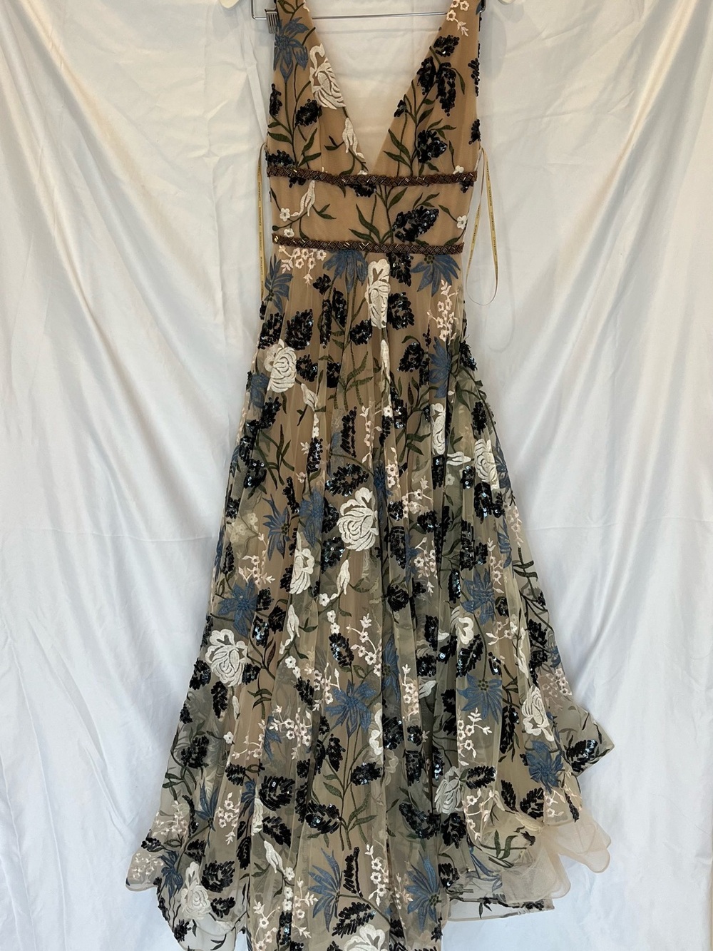 Revolve Bronx and Banco Tunisia Plunge Embroidered V-Neck Floral Evening Gown - Picture 7 of 11